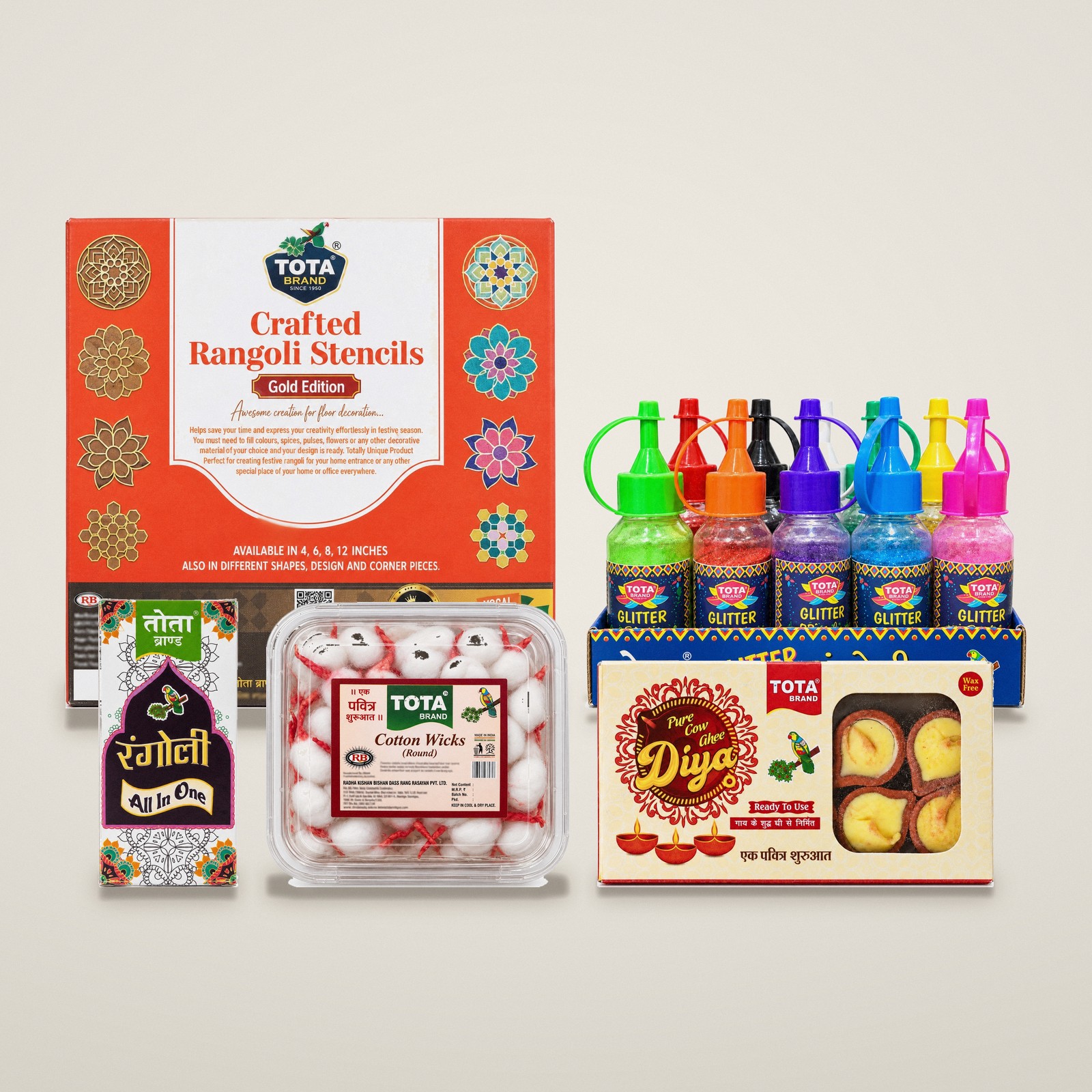 Tota Rangoli Ghar Set: Rangoli & Diya Kit