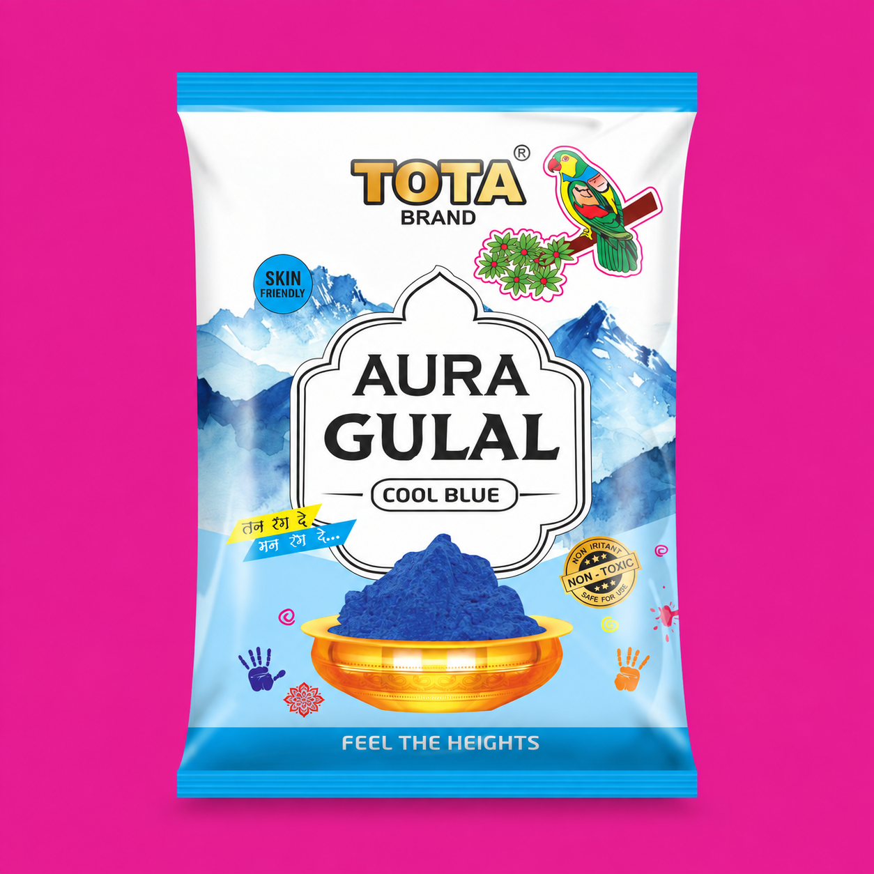 TOTA Aura Gulal Pink Natural Multicolour Holi Gulal Organic Holi Colour Powder