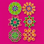 Set of 6 MDF Rangoli Stencils for Door Entrance