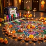 TOTA 9 Glitter Rangoli Colour Powder Bottles – Diwali Decoration Item Floor Rangoli Art Colours – 9 Rangoli Maker Bottles - Image 2