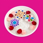 TOTA Floating Rangoli Stencils – 6×6 inch Set of 3 Waterproof Rangoli Colour Stencils