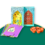 TOTA Jharokha Decorative Wall Hanging - Set of 7 DIY Traditional 3D Paper Frames + 7 Water Sensitive Diyas for Diwali Decoration