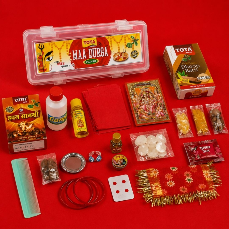 TOTA Maa Durga Puja Kit with 35 Essential Puja Items + Aarti Book