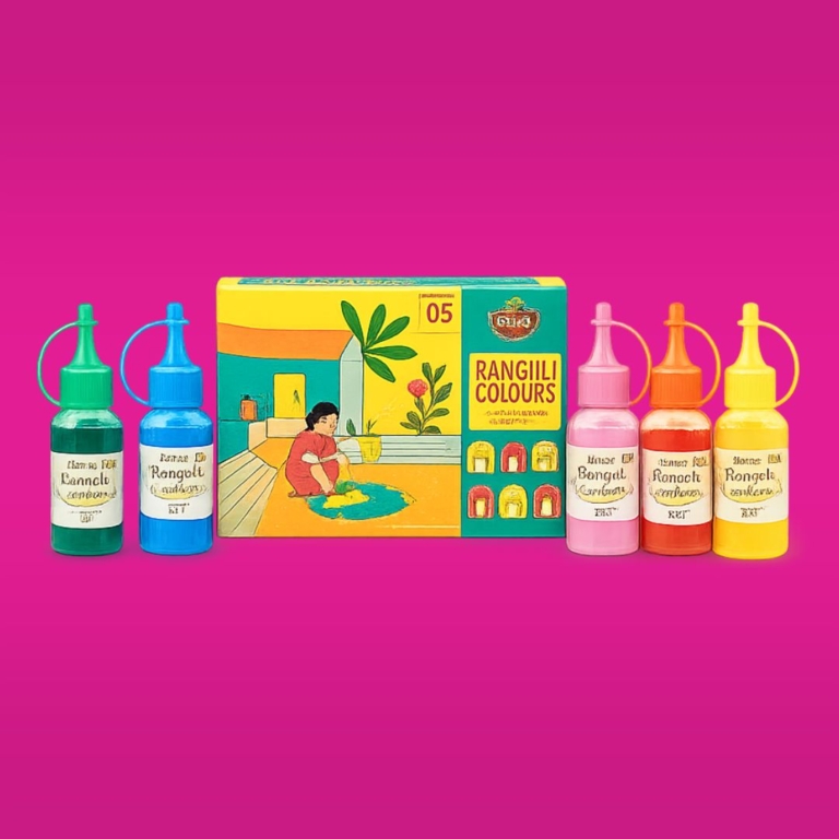 TOTA 5 Rangoli Colour Powder Bottles – Diwali Decoration Item Floor Rangoli Art Colours